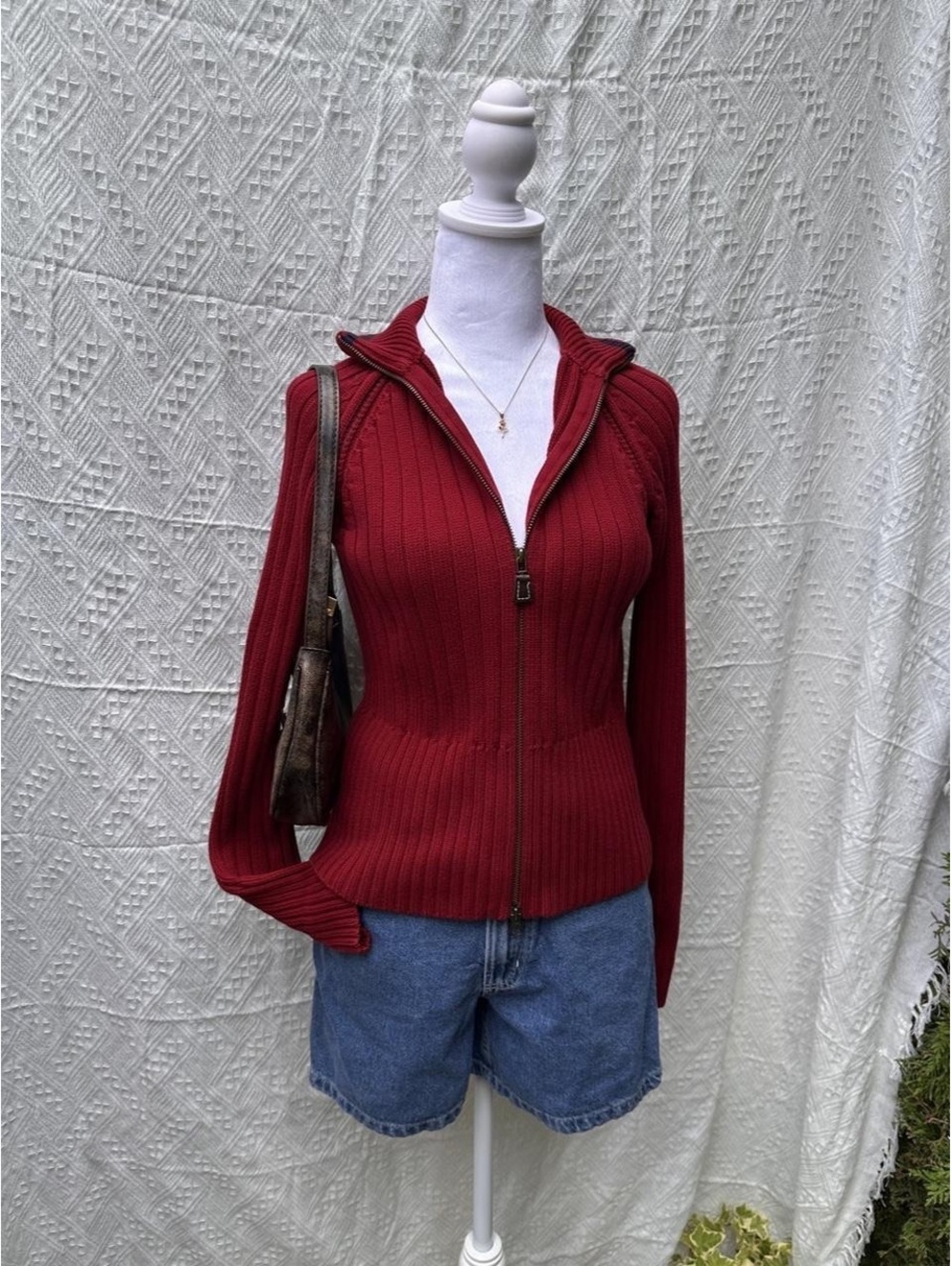 Tommy Hilfiger Red Ribbed Zip Sweater ❤️